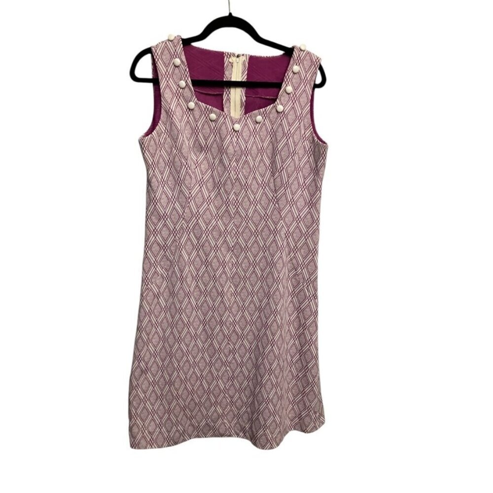 Vintage Magenta Dress with Buttons